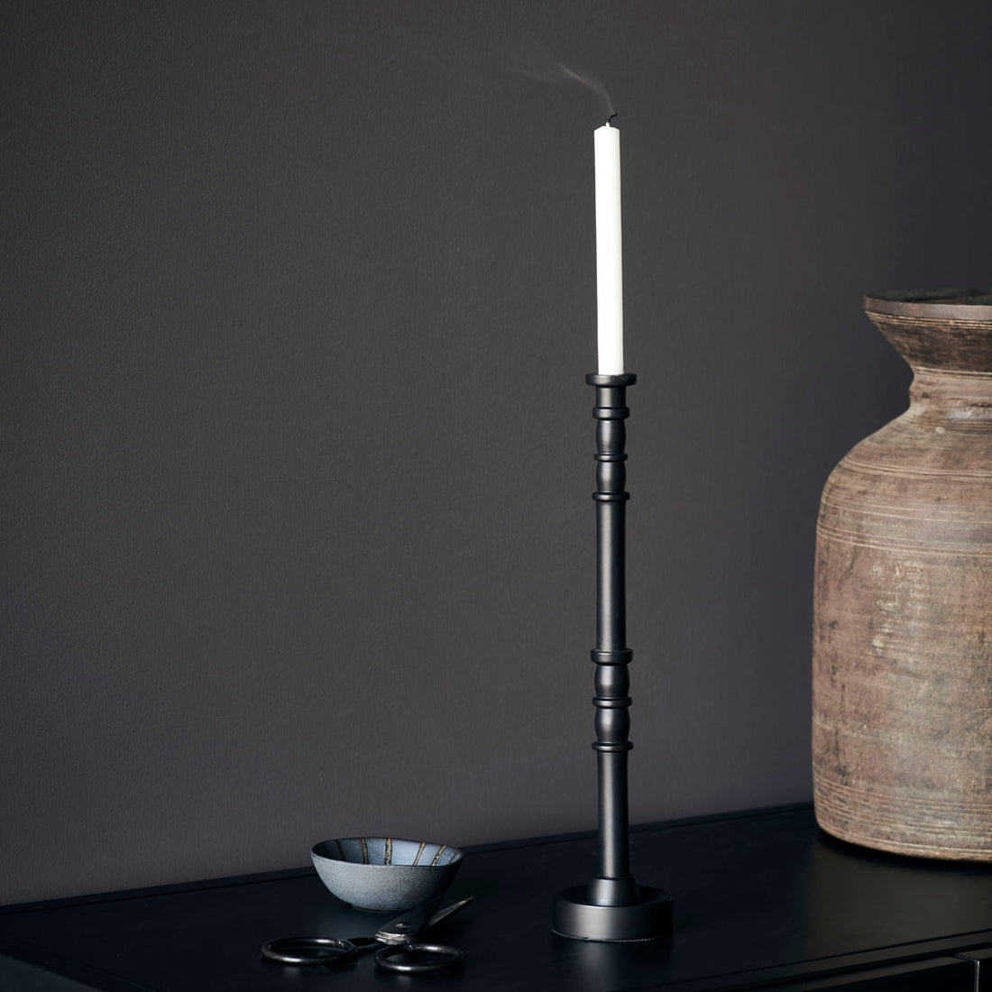 Doutor Casa Candlestick, Jersey, Brun-H: 28 cm, dia: 6 cm