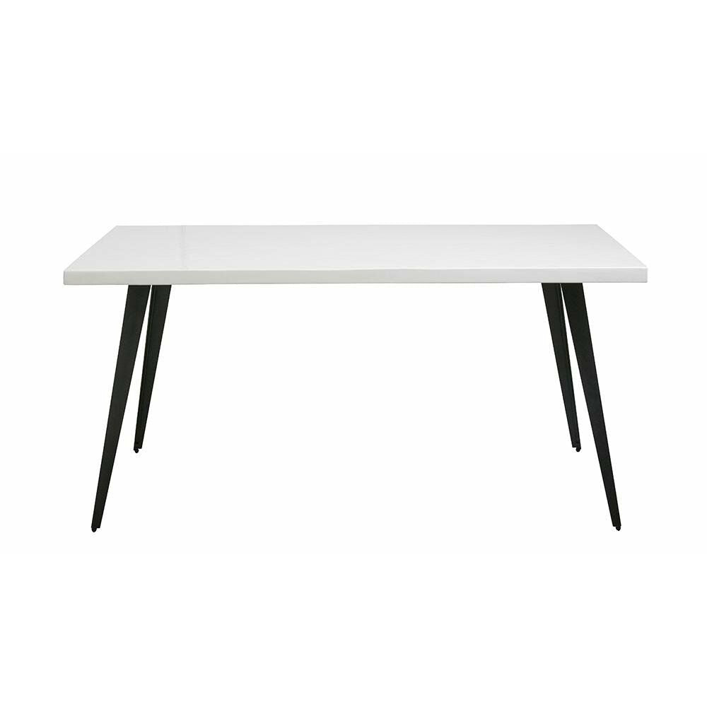 Mesa de jantar Nordal BLANCA em madeira e ferro - 160x100 - alto brilho branco