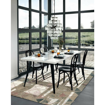 Mesa de jantar Nordal BLANCA em madeira e ferro - 160x100 - alto brilho branco