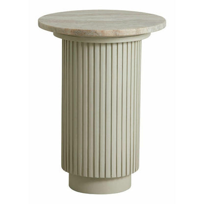 Erie Round Side Table em madeira e mármore - Ø40 cm - branco cru, marrom, bege