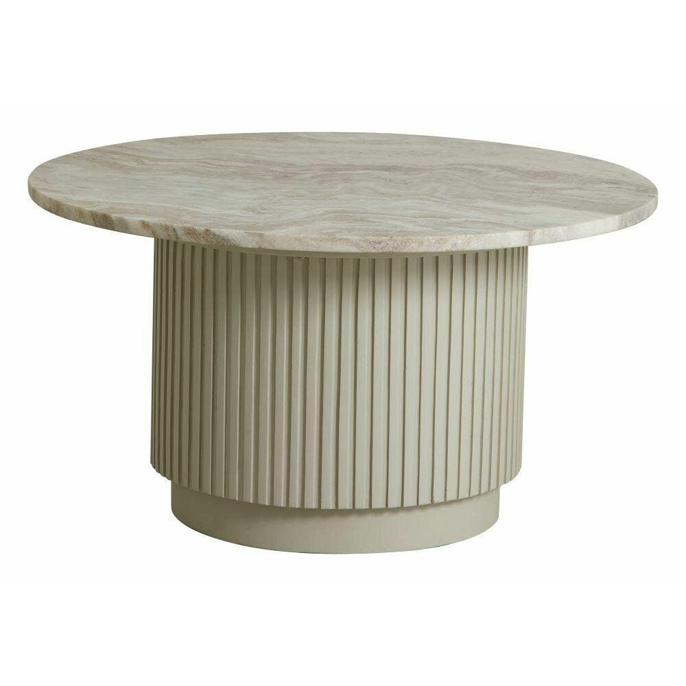 Erie Round Coffee Table em madeira e mármore - Ø75 cm - branco cru, marrom, bege