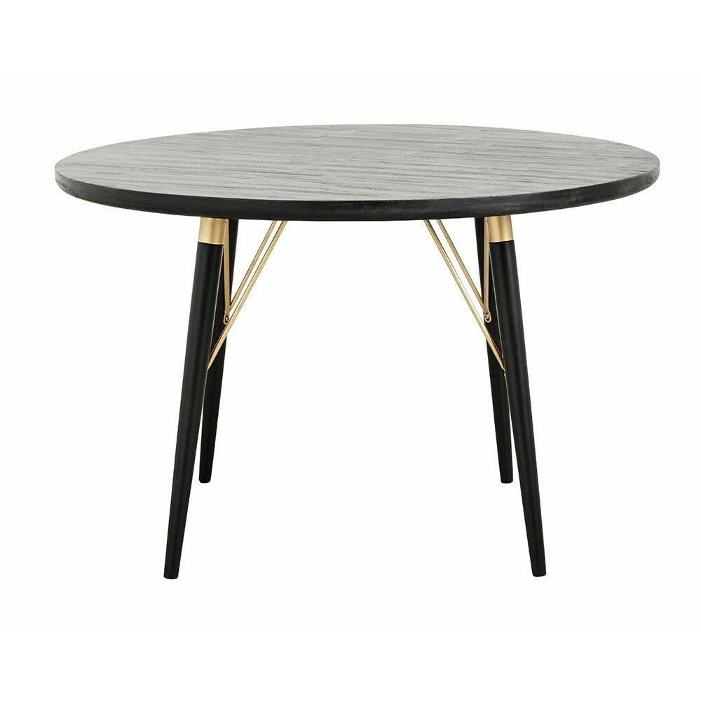 Mesa de jantar redonda de Luvua em madeira - Ø120 - acabamento em ouro preto/tapete