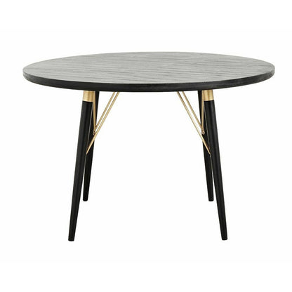 Mesa de jantar redonda de Luvua em madeira - Ø120 - acabamento em ouro preto/tapete
