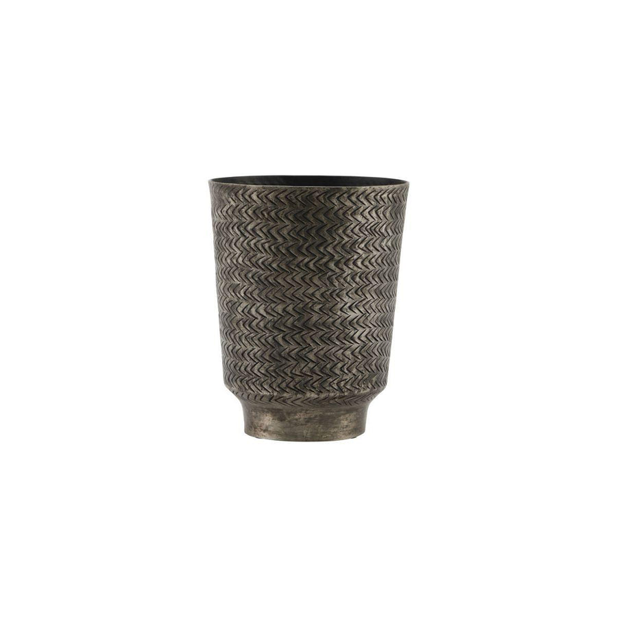 House Doctor Urtepotte, Oli, Børstet sort finish - h: 18 cm, dia: 14.5 cm - DesignGaragen.dk.