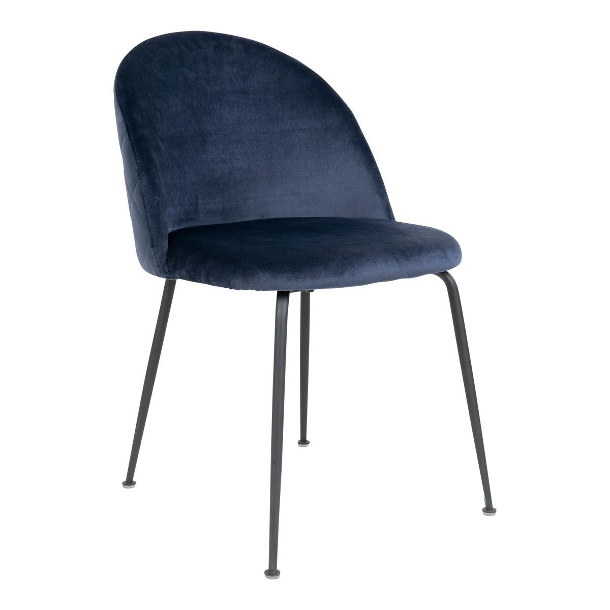 Cadeira de mesa de jantar de Genebra - cadeira de mesa de jantar em veludo, azul com pernas pretas, HN1205