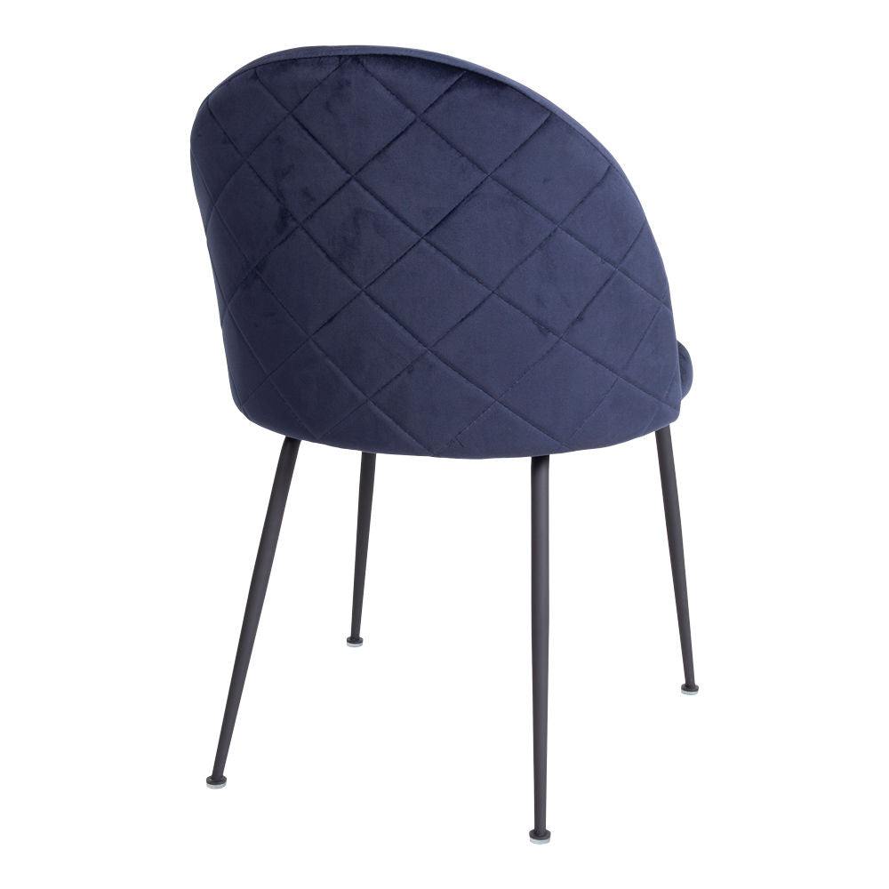 Cadeira de mesa de jantar de Genebra - cadeira de mesa de jantar em veludo, azul com pernas pretas, HN1205