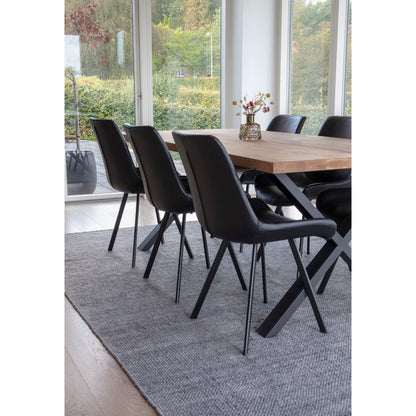 Cadeira de mesa de jantar de Memphis - Cadeira de mesa de jantar em PU, preto com pernas pretas, HN1223