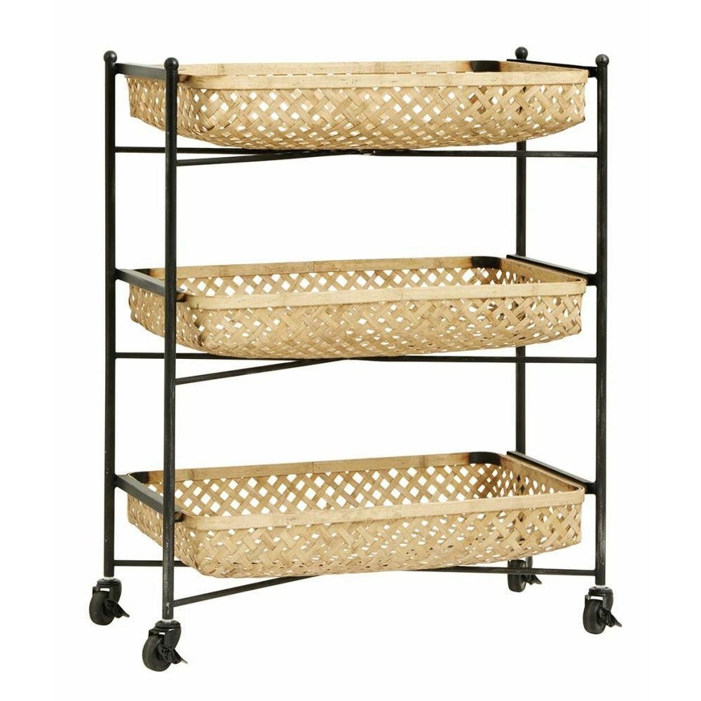 Tabela de rolos Nordal com cestas de trança em bambu - 64x36 cm - Nature/Black