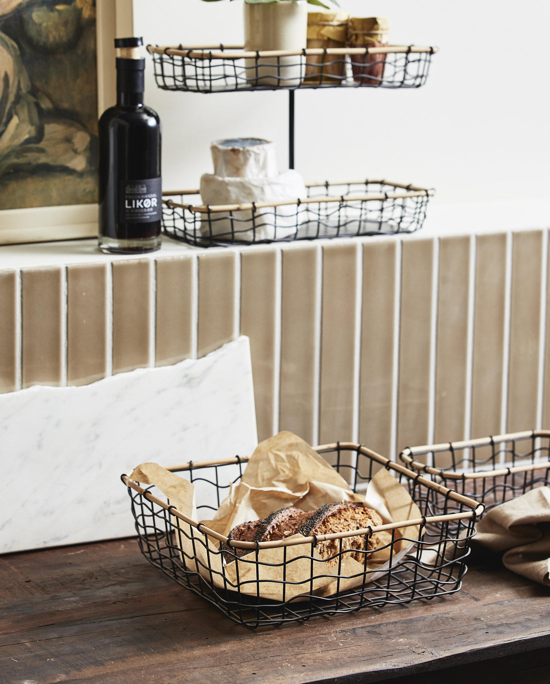 Curva de armazenamento Hana em trança de metal preto - preto