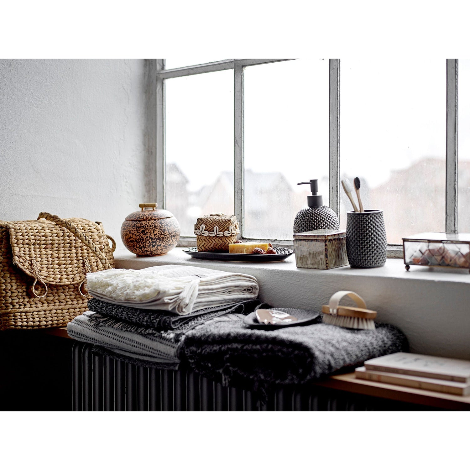 Bloomingville Seval Basket com tampa, natureza, bambu