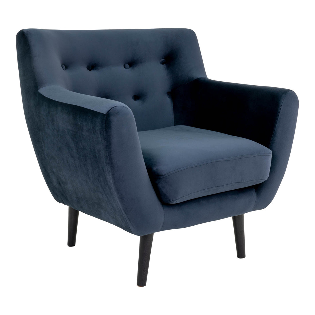 MONTE PLUCHAIR - PLUCHAIR EM VELOR, AZUL DARCO com pernas de madeira preta, 81x78x85 cm, HN1005 - 1 - PCS