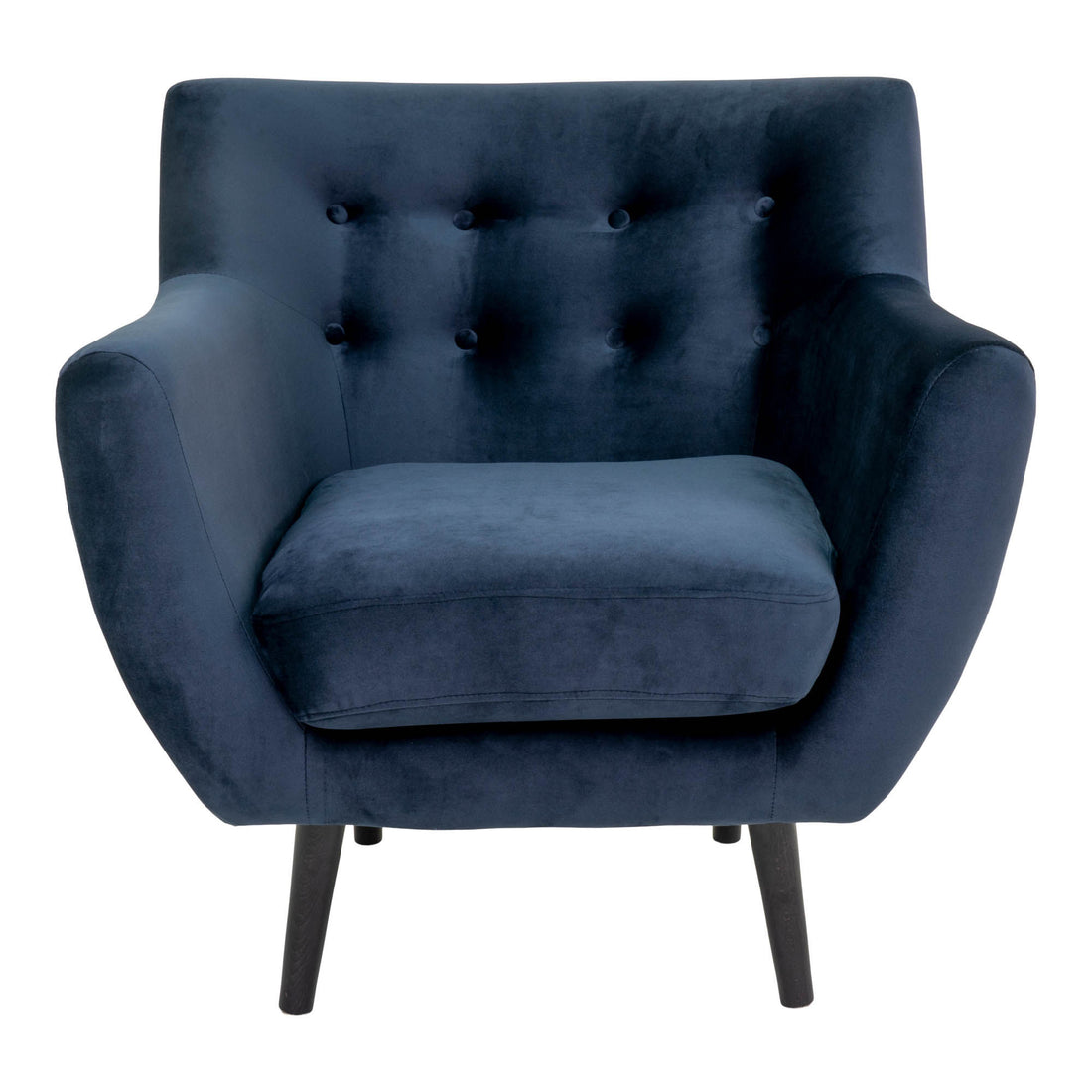 MONTE PLUCHAIR - PLUCHAIR EM VELOR, AZUL DARCO com pernas de madeira preta, 81x78x85 cm, HN1005 - 1 - PCS