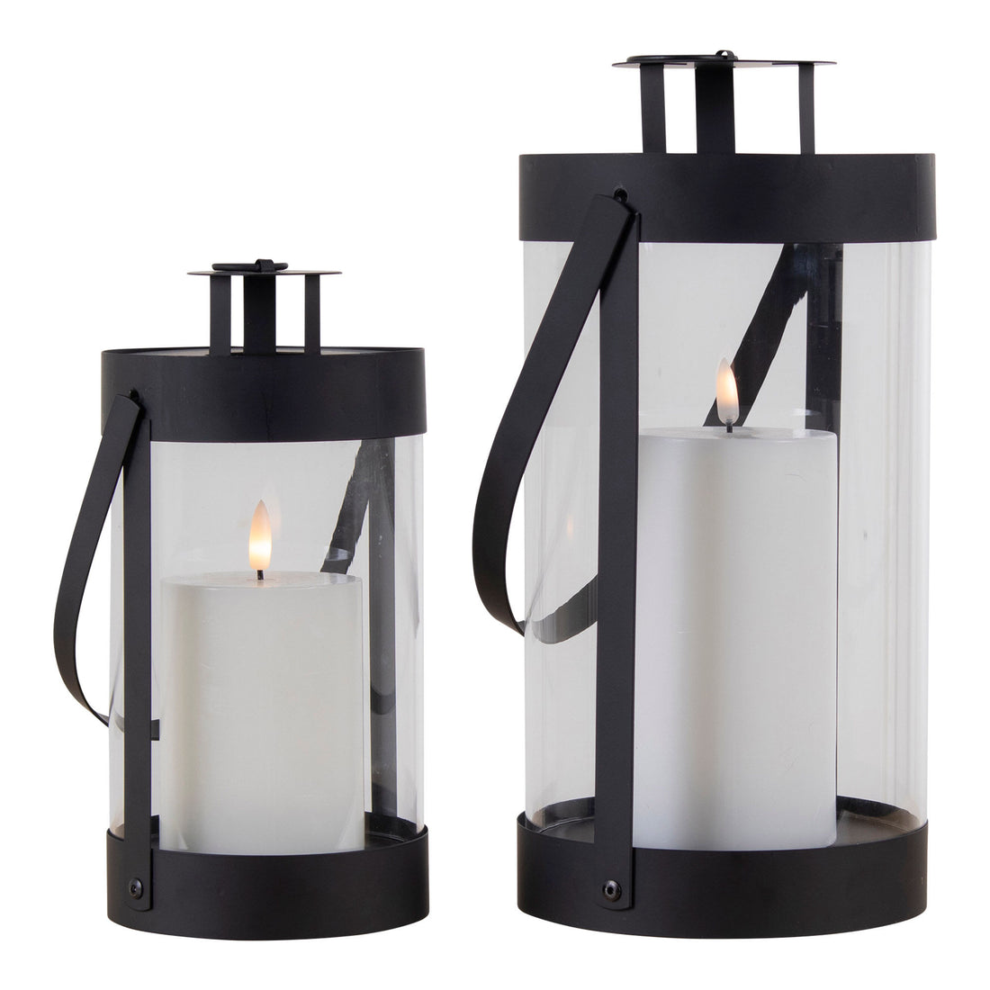 Lanternas Bondi, conjunto de 2 lanternas em aço e vidro, preto, conjunto de 2 - 1 - PCs