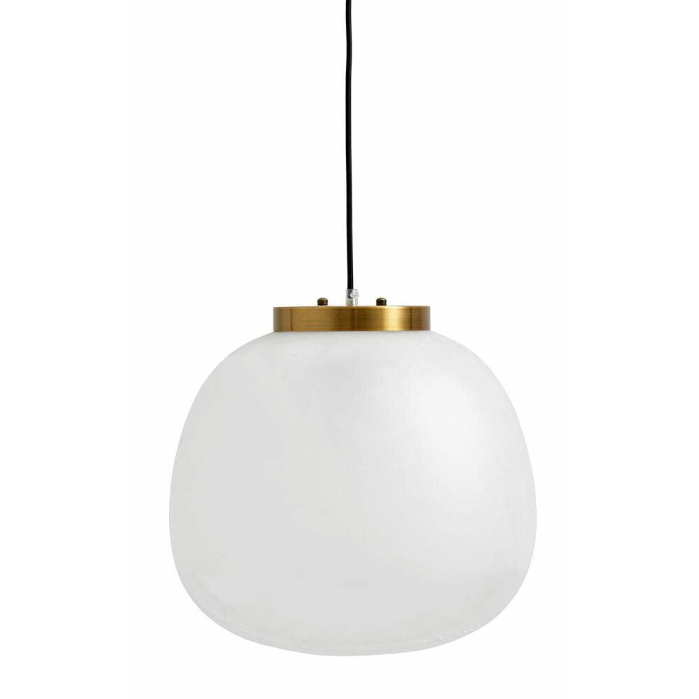 Pingente de geada em vidro fosco e transparente - Ø40 cm - acabamento branco/dourado