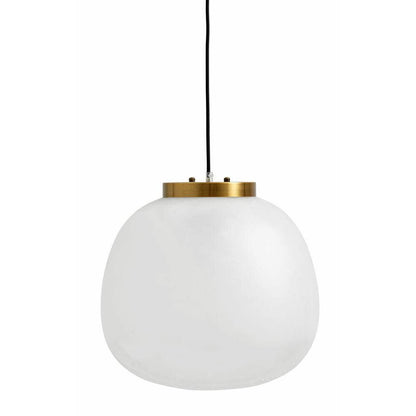 Pingente de geada em vidro fosco e transparente - Ø40 cm - acabamento branco/dourado