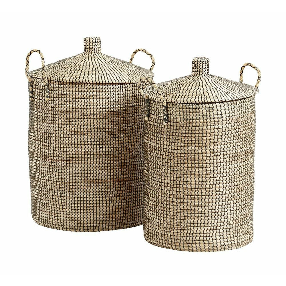 Cestos de roupa em relva do mar com tampa - 2 pcs - natural