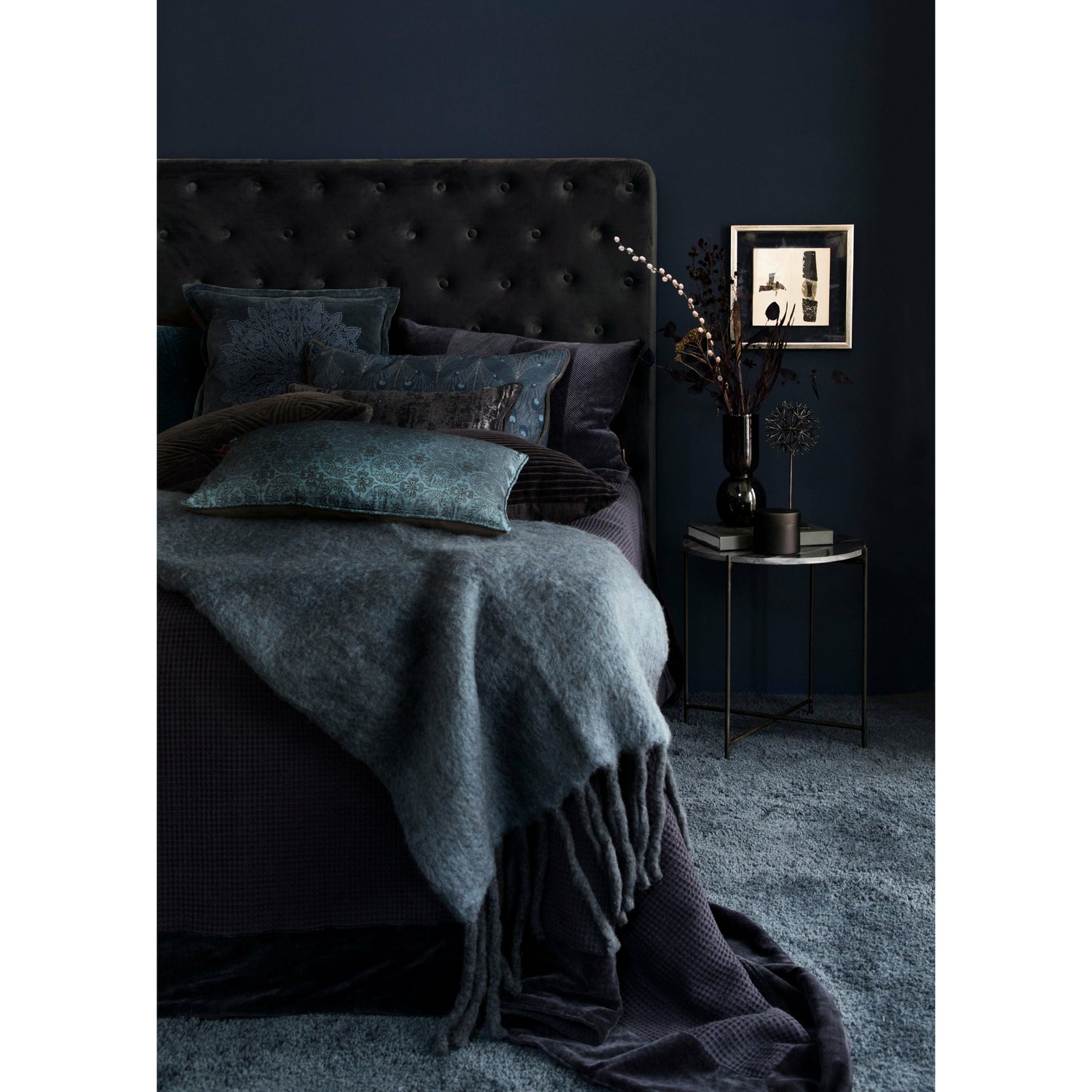 Cosy Living Maria Velvet Cabeceira - COAL