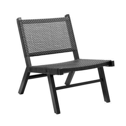 Cadeira de jardim de lounge vasai em Polyrattan trançado - preto