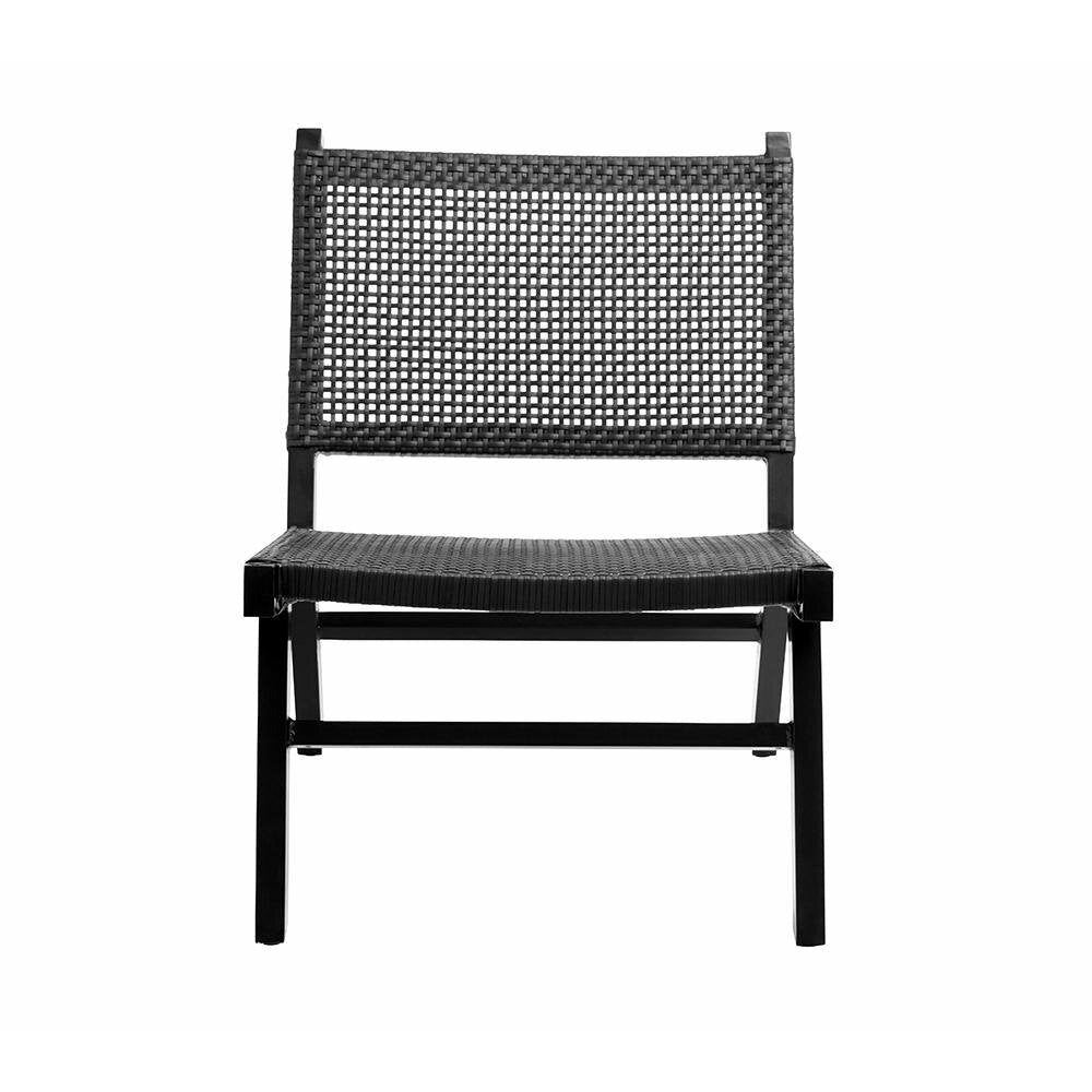Cadeira de jardim de lounge vasai em Polyrattan trançado - preto