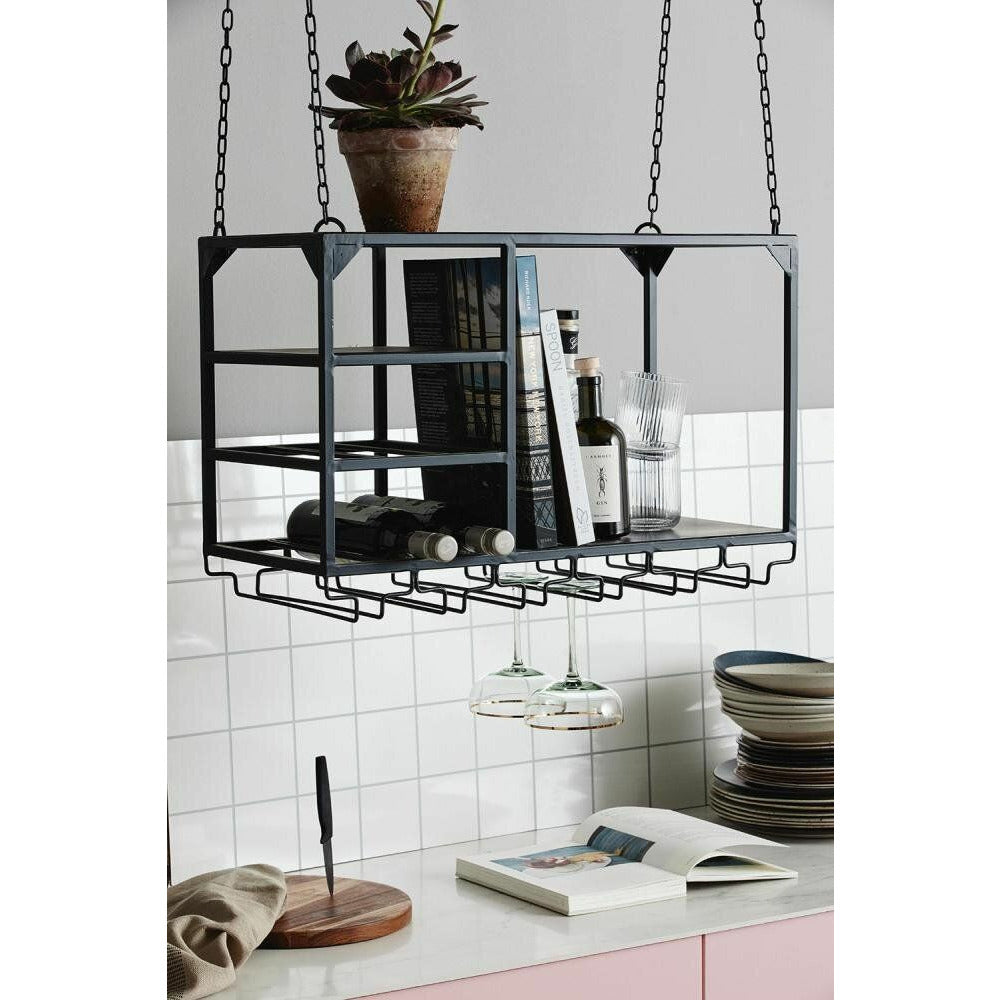 Prateleira de cozinha Nordal LOFT em ferro para pendurar - 65x30 cm - preto