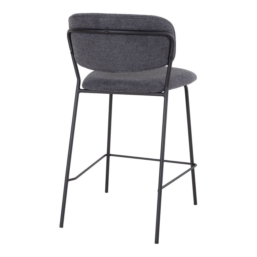 Cadeira de contador de Alicante - Cadeira de contador em tecido cinza escuro com pernas de metal preto HN1103 - 2 - PCS