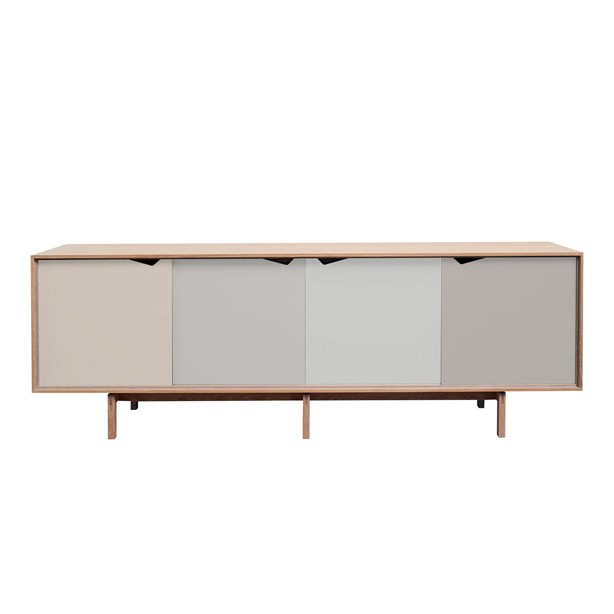 Andersen Furniture S1 sideboard - L200xD50xH68 cm - eg/sæbe med flerfarvede låger - DesignGaragen.dk.