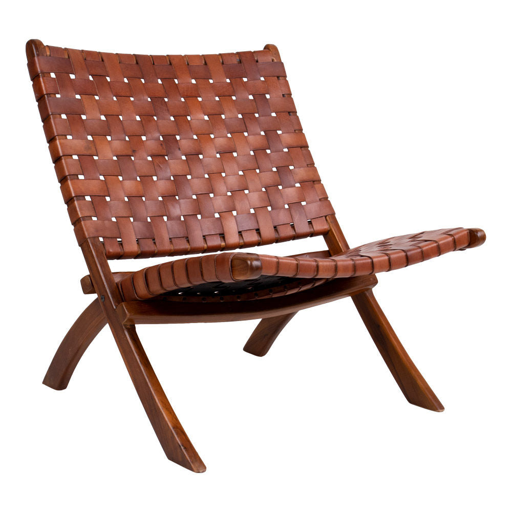 Cadeira dobrável de Perugia - Cadeira dobrável com couro marrom - 1 - PCS