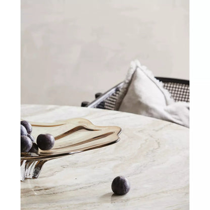 Mesa de jantar redonda de Erie em madeira e mármore - Ø140 cm - branco cru, marrom, bege