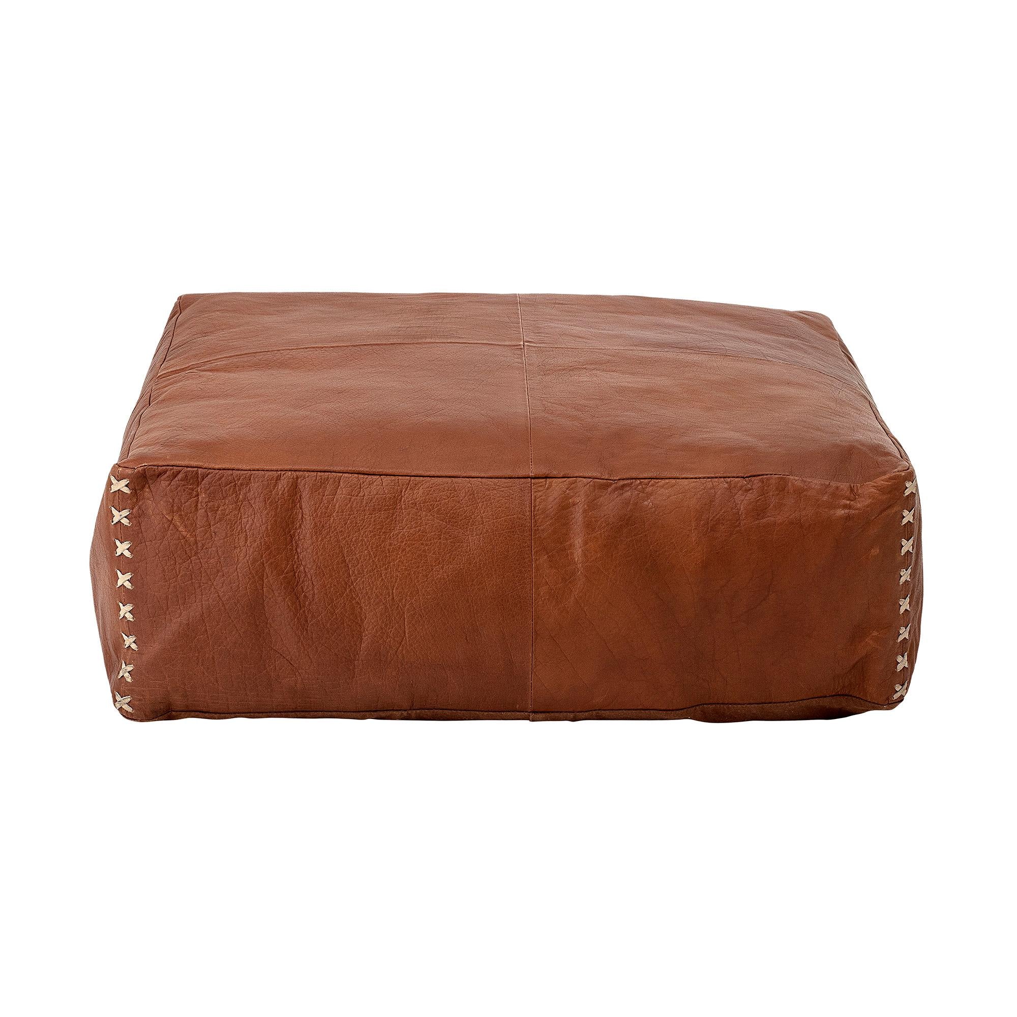 Bloomingville - Pouf, Castanho, Couro 60×60 cm