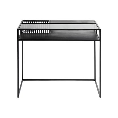Muubs Skrivebord Denver - Sort m/sort glas - Jern og hærdet glas - W: 90 H: 74 D: 50 cm - DesignGaragen.dk.