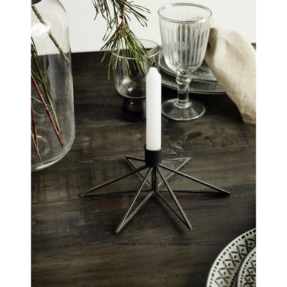 Nordal - Candlestick em ferro e vidro - estrela - Ø21 cm - preto