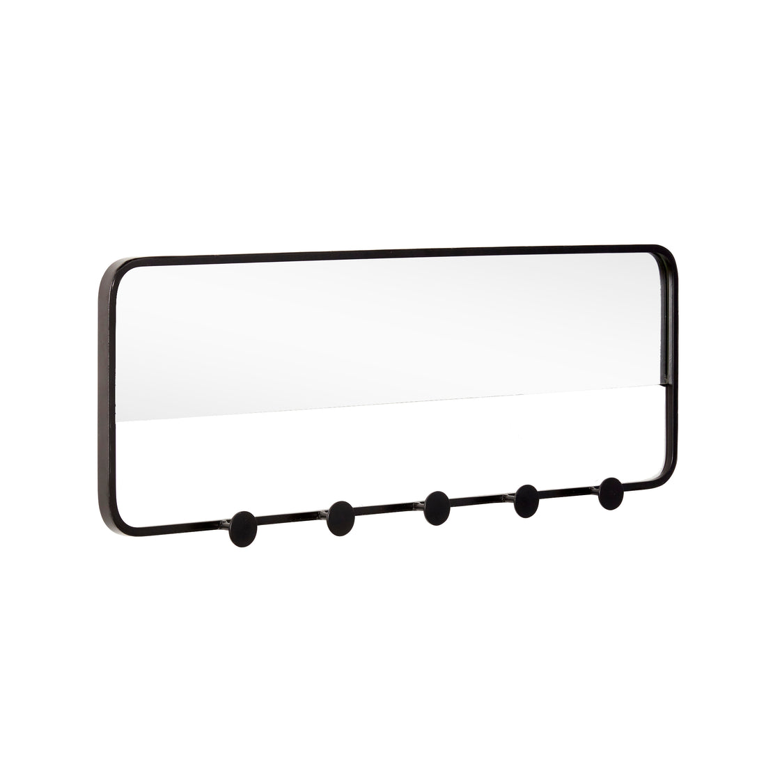 Hübsch - Knagerække m/spejl, 5 knager, metal, sort - 61xh22cm - Hübsch - DesignGaragen.dk