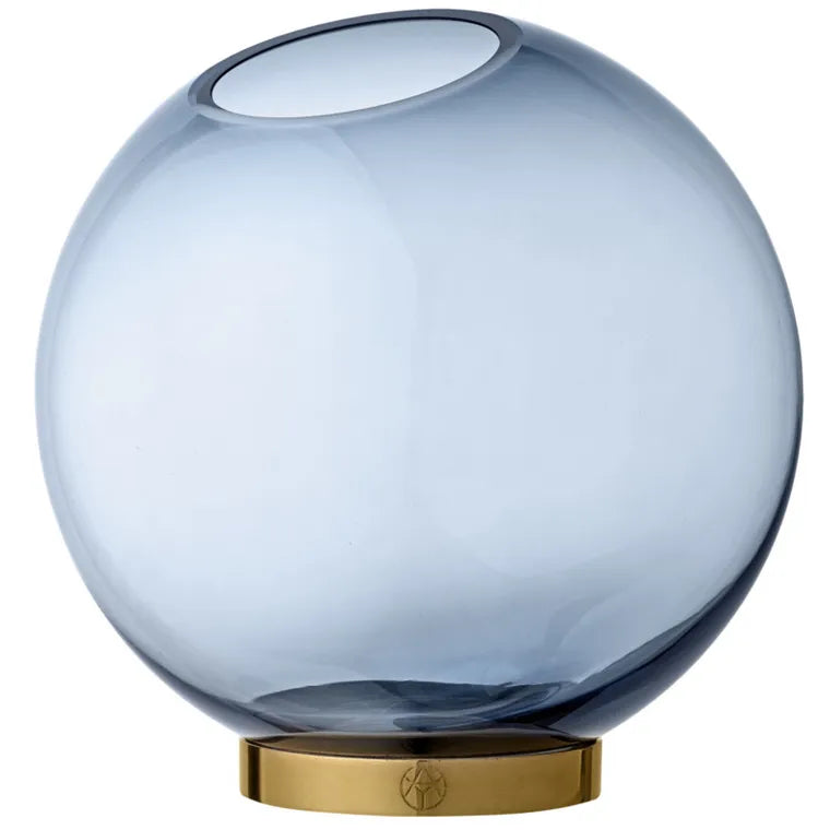 Aytm Globe redonda vaso de vidro marinho/ouro pequeno