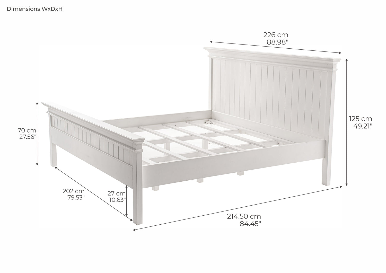 Cama Halifax Branca - Cama de casal grande 200