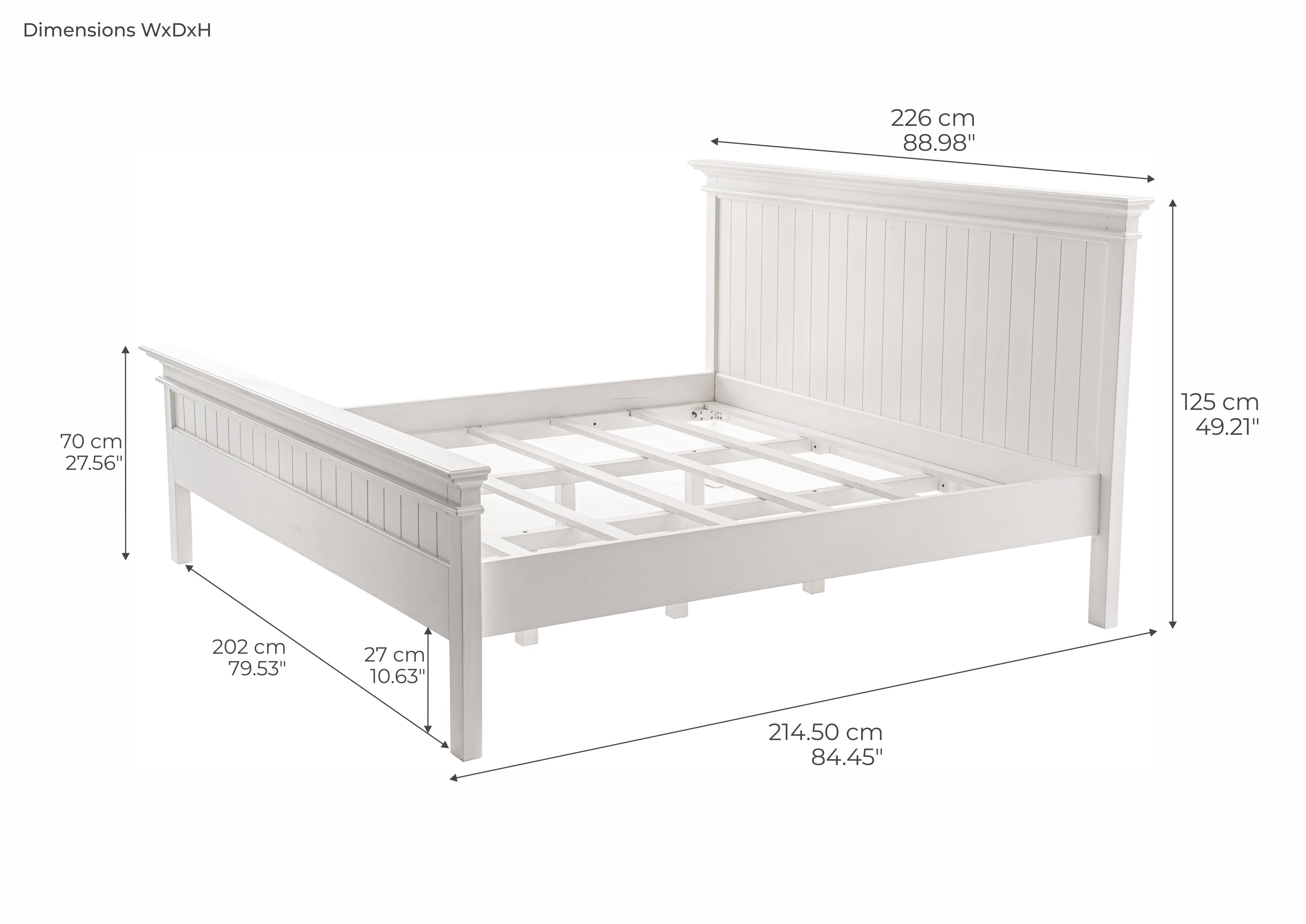 Cama Halifax Branca - Cama de casal grande 200