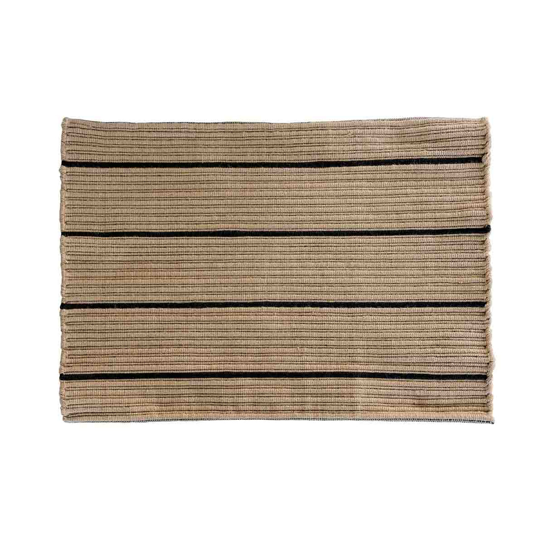 STRIPE dørmåtte 50x72 cm - beige/sort - genanvendt polyester - MOUD HOME - DesignGaragen.dk
