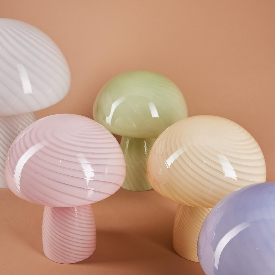 Bahne - Lâmpada de fungos / lâmpada de mesa de cogumelos, rosa - H23 cm.