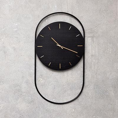 A-Wall clock - black with black metal ring - Andersen Furniture