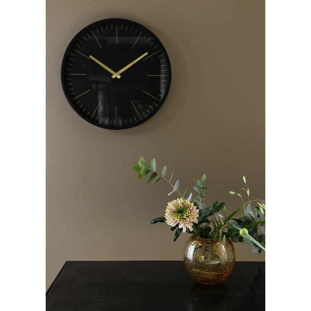 Relógio de parede de Onyx Nordal com vidro - Ø45 cm - preto/latão