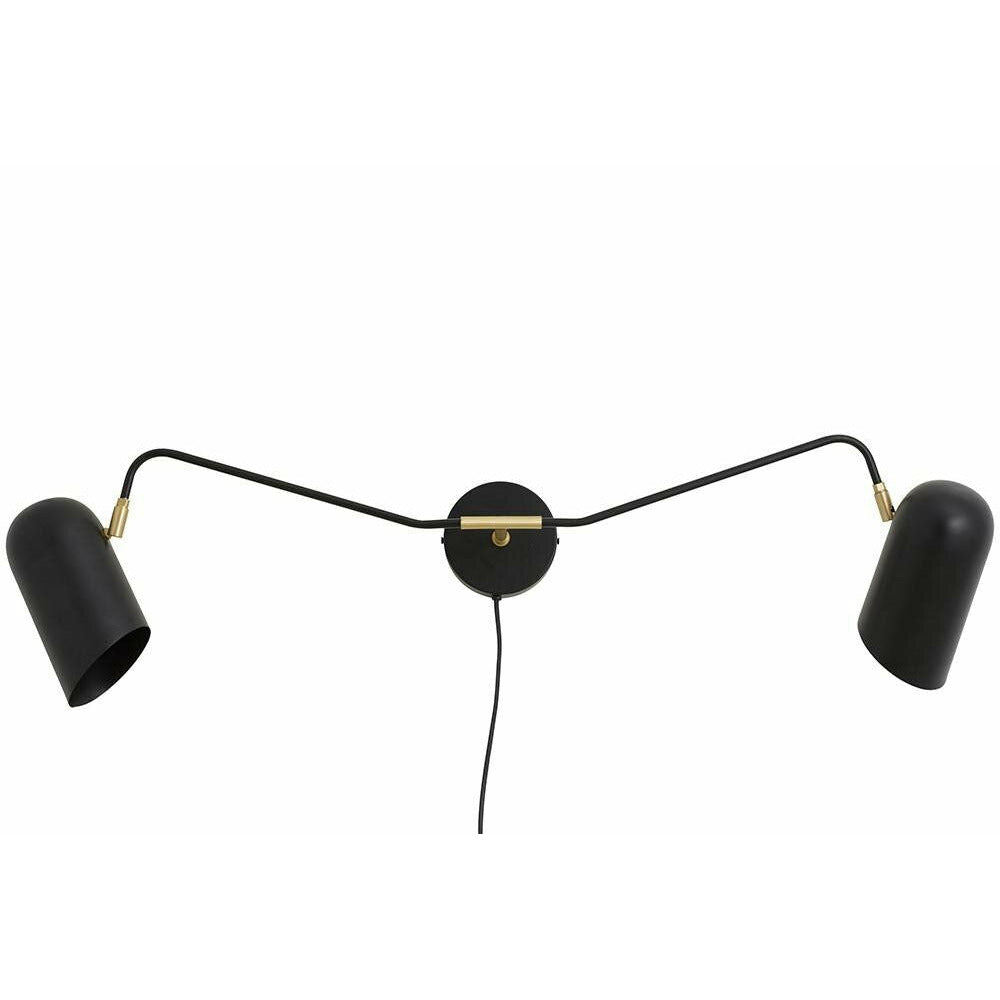 Nordal ERIS væglampe med 2 arme - B100 cm - sort/messing - Nordal - DesignGaragen.dk