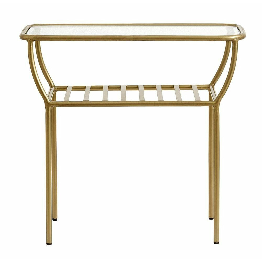Mesa lateral Nordal CHIC / mesa de cabeceira em ferro com vidro - 50x25 cm - dourado