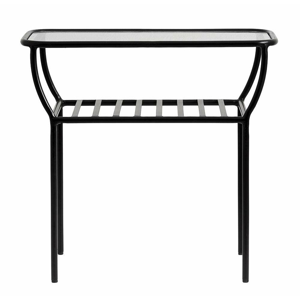 Mesa lateral Nordal CHIC / mesa de cabeceira em ferro com vidro - 50x25 cm - preto