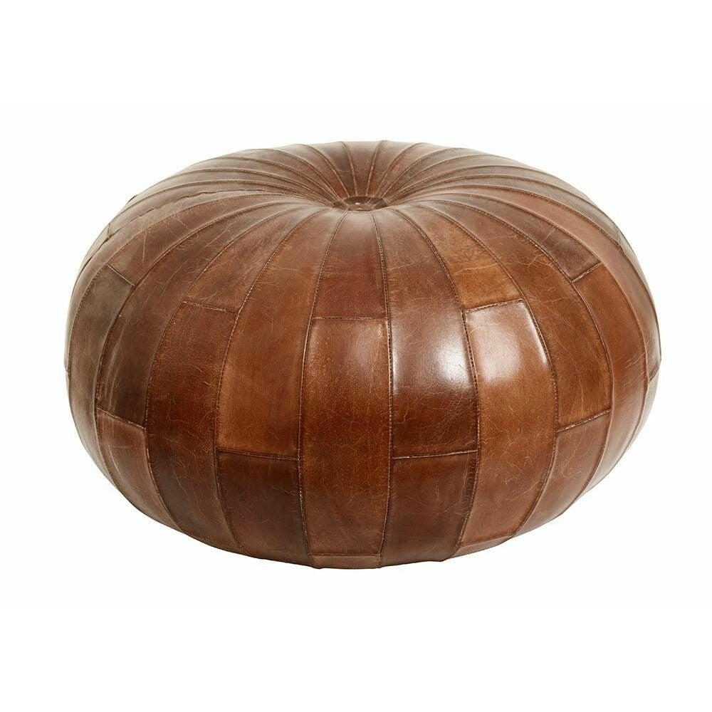 Nordal RUGBY pouffe de couro redondo - ø71 cm - castanho antigo