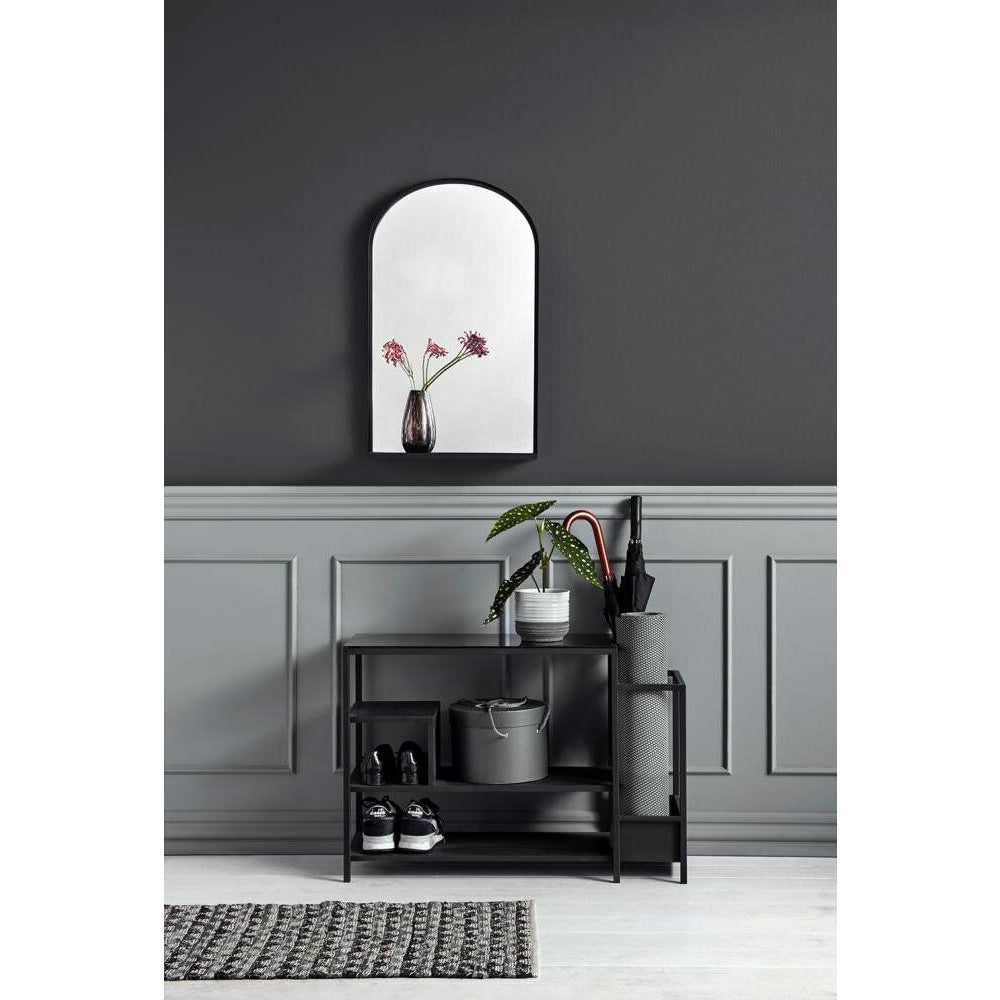 Nordal Skoreol i jern med glasbordplade - 59x85 cm - sort - Nordal - DesignGaragen.dk