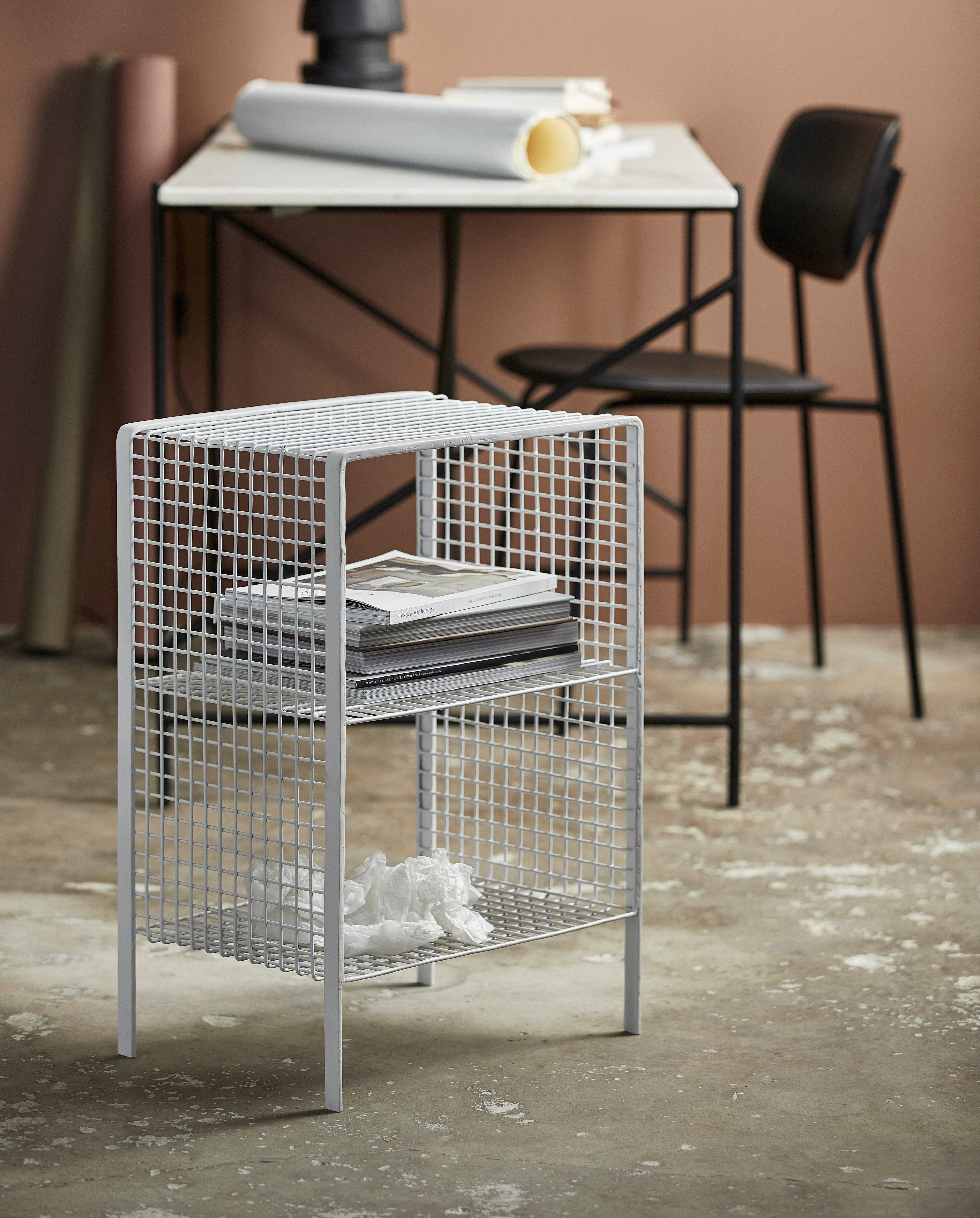 Tuo Cordeira Mesa/mesa lateral em ferro - 40x30 cm - branco