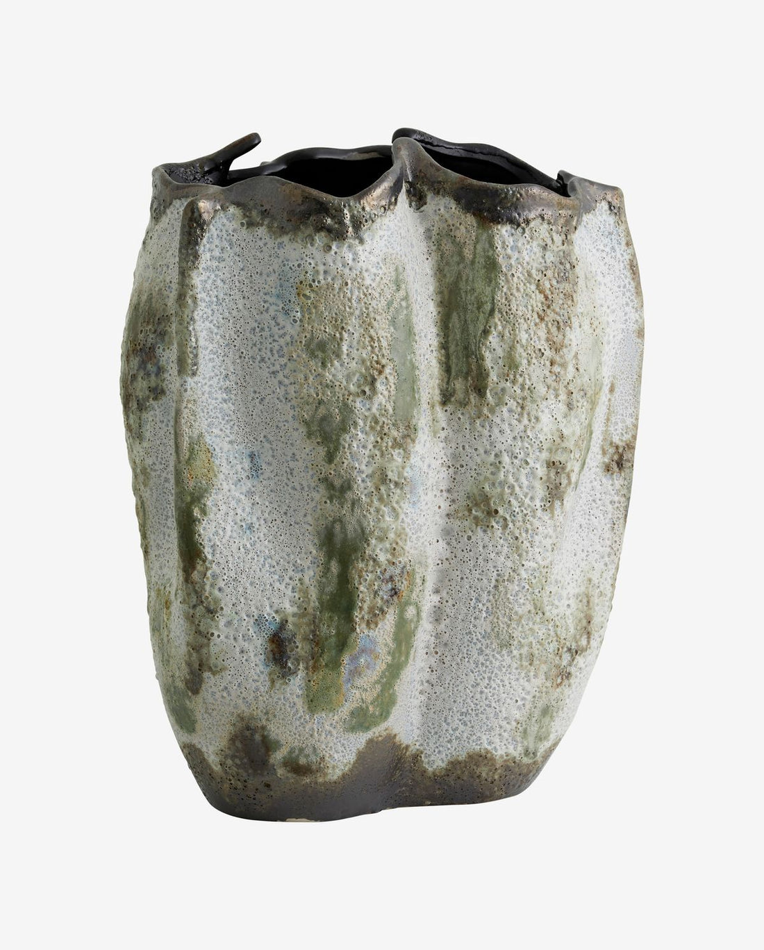 Henry Vase em cerâmica H35 cm - marrom/branco/verde