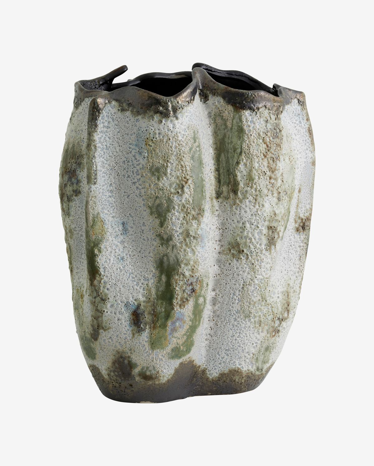 Henry Vase em cerâmica H35 cm - marrom/branco/verde