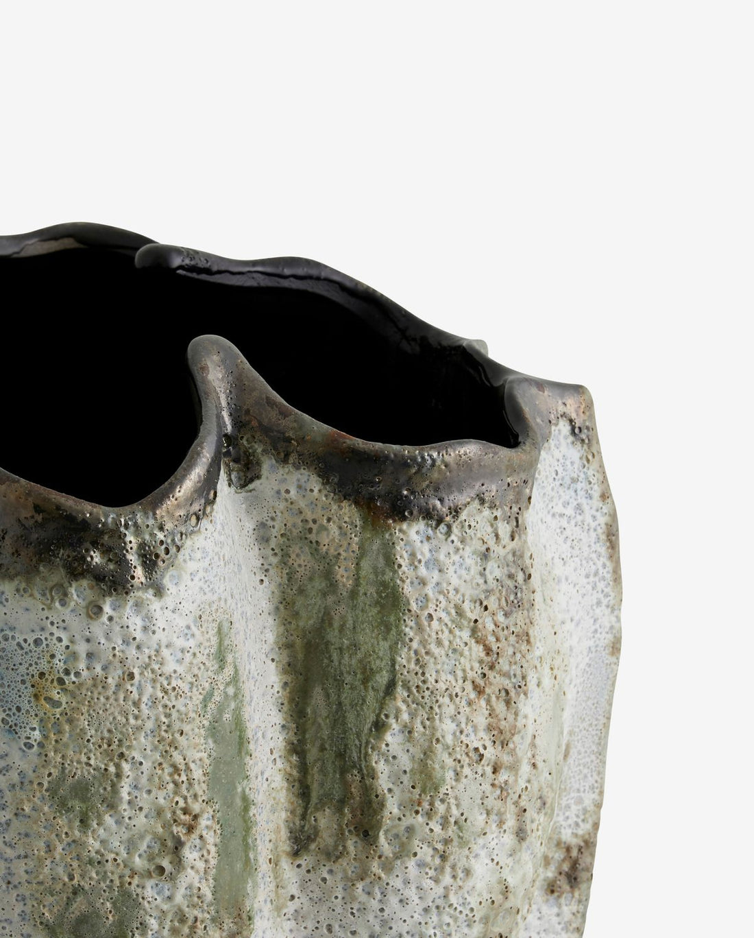 Henry Vase em cerâmica H35 cm - marrom/branco/verde