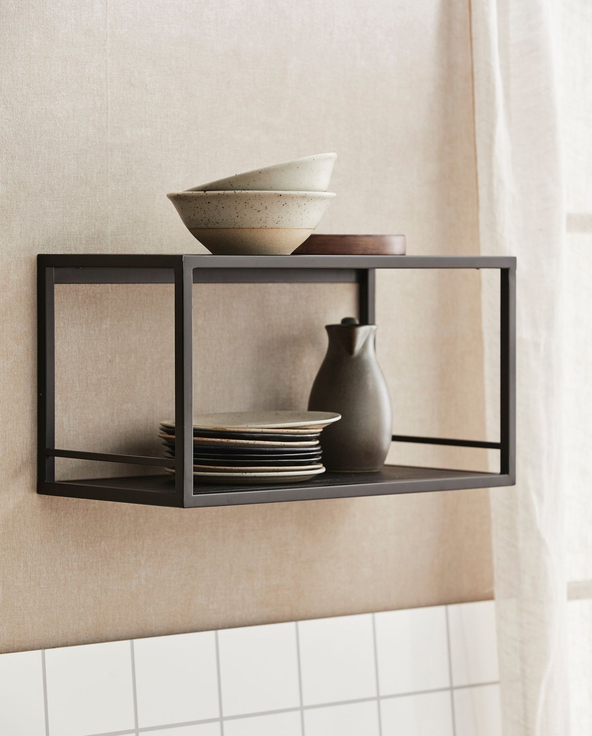 Prateleira de pederneira, 40 cm - preto