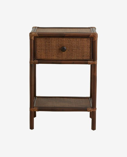 Mesa lateral de Hayes/mesa de cabeceira em Rattan - Brown
